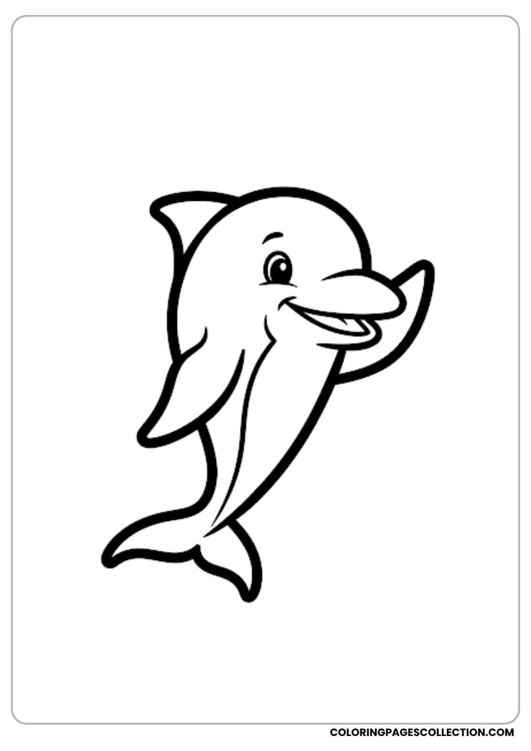 Waving Cartoon Dolphin coloring page.
