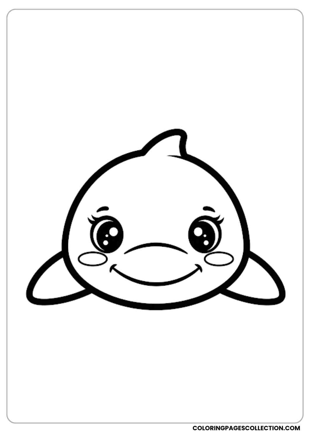 Kawaii Dolphin Face coloring page.