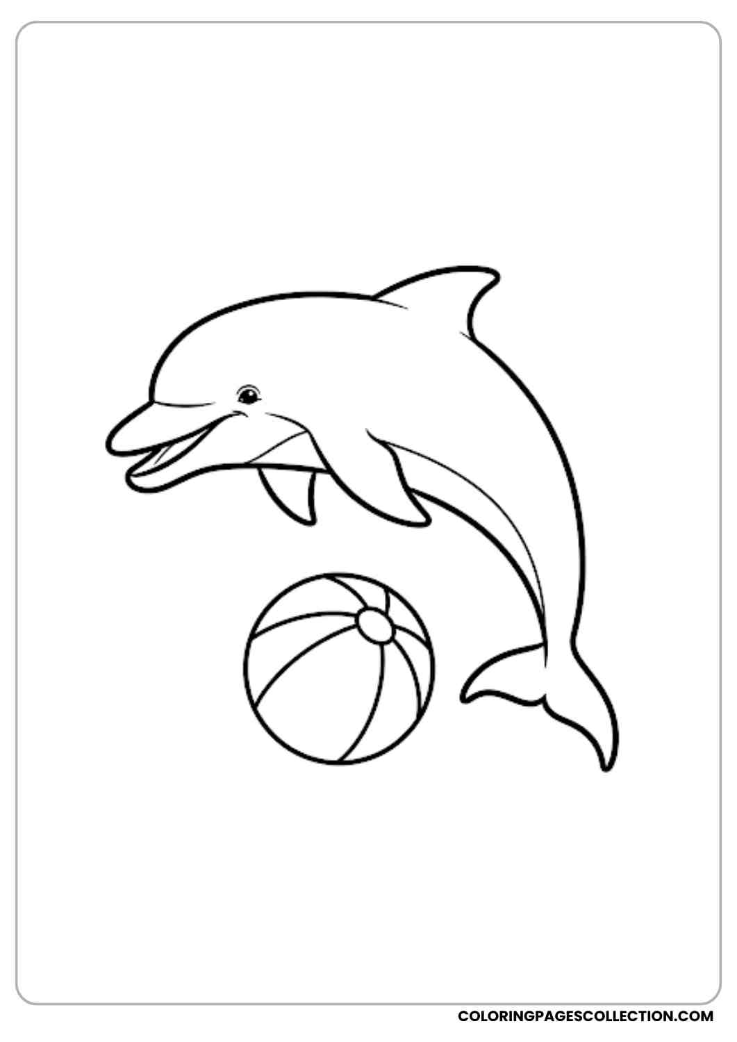 Dolphin Playing with Beach Ball coloring page.
