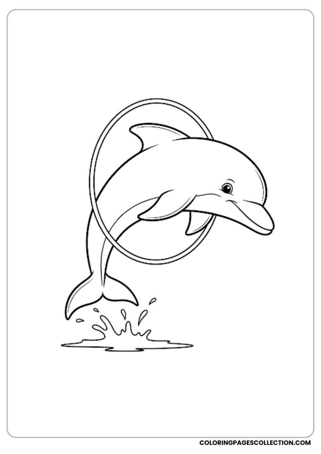 Dolphin Jumping Through Hoop coloring page.