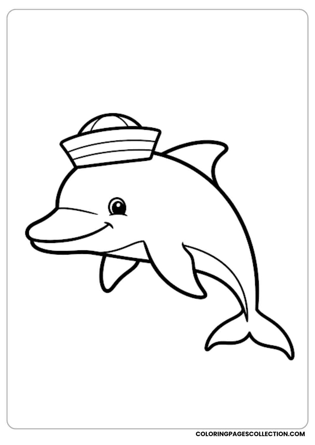 Dolphin with Sailor Hat coloring page.
