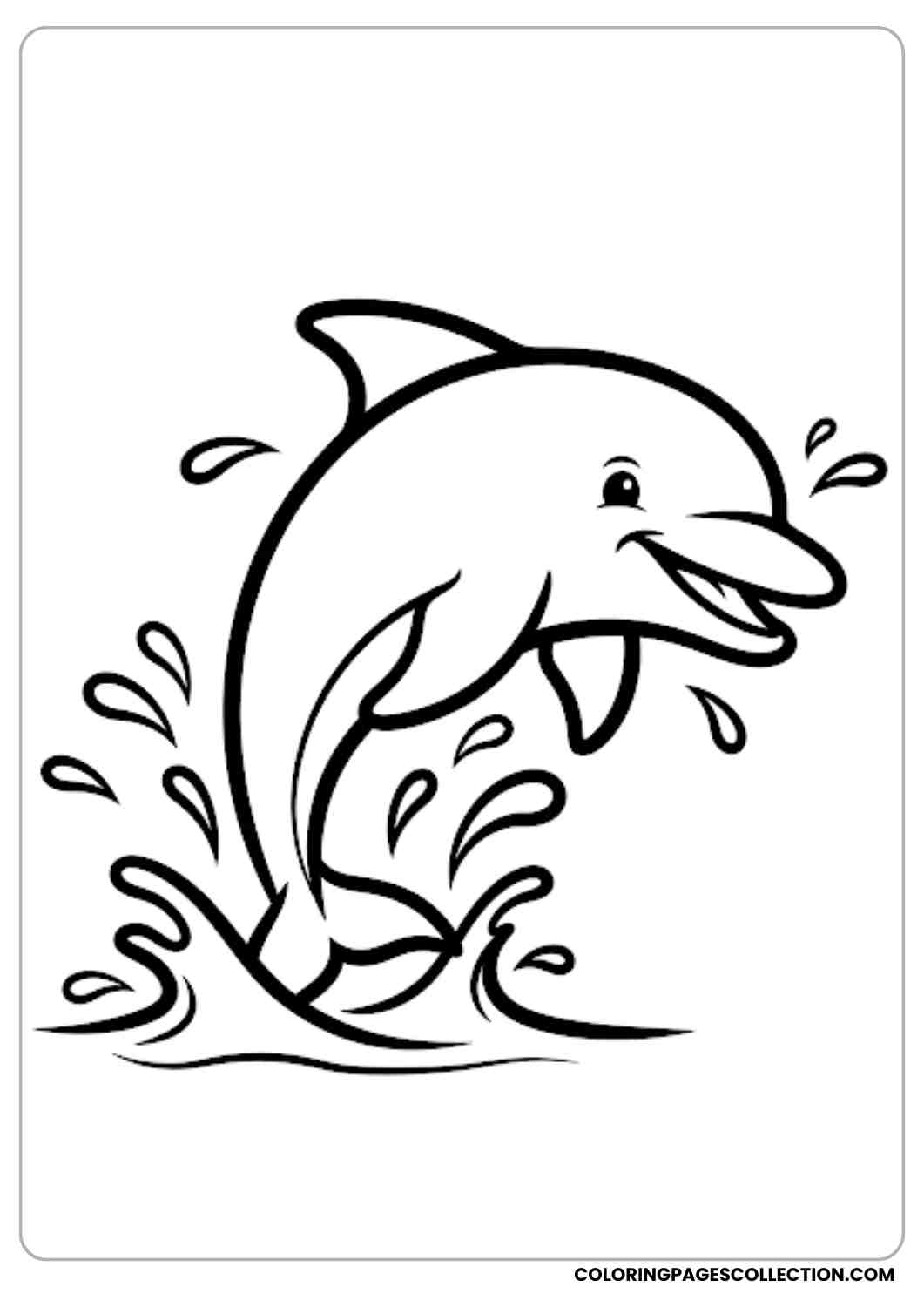 Friendly Splashing Dolphin coloring page.