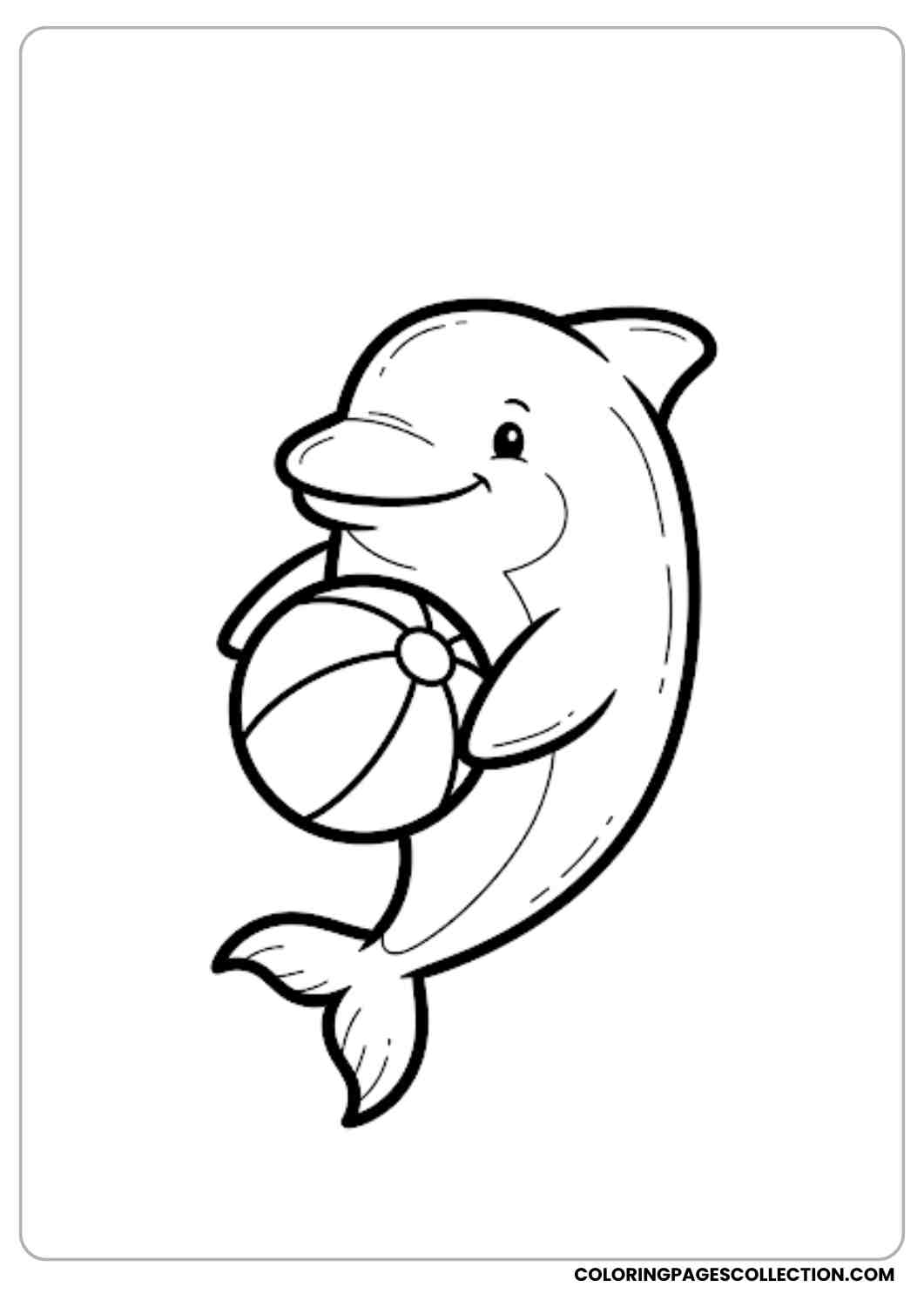 Chubby Dolphin with Beach Ball coloring page.