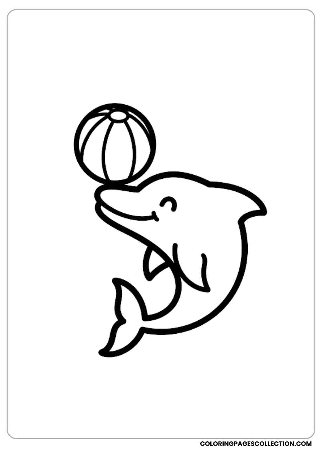 Dolphin Balancing Ball on Nose coloring page.