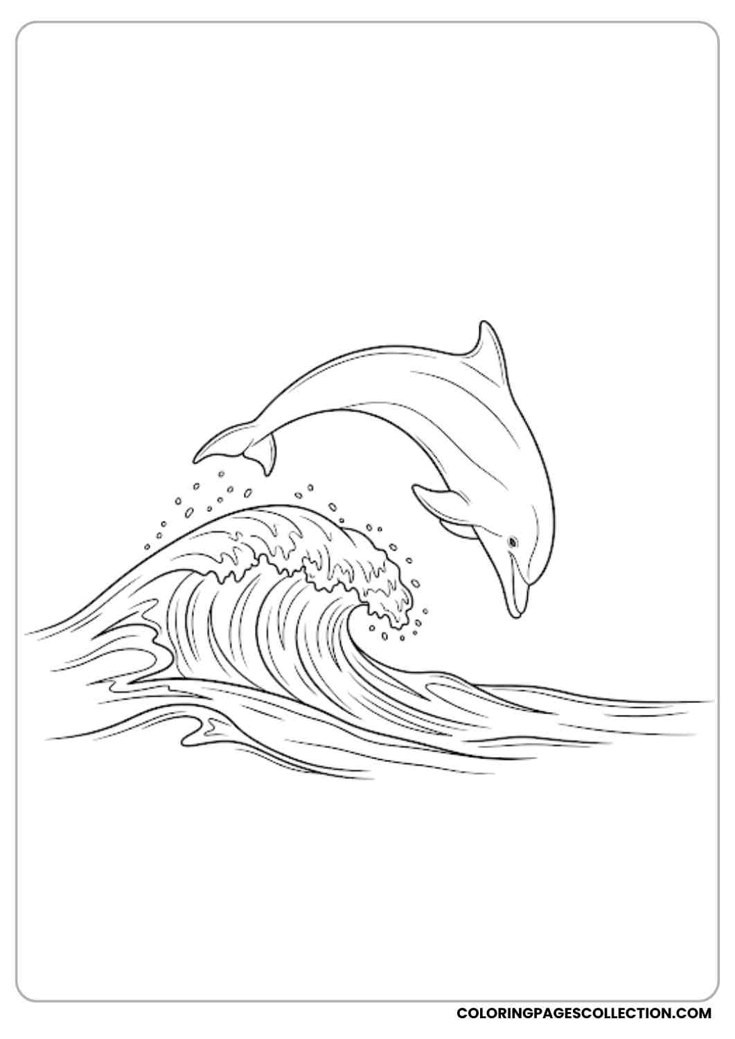 Flipping Dolphin Over Wave coloring page.