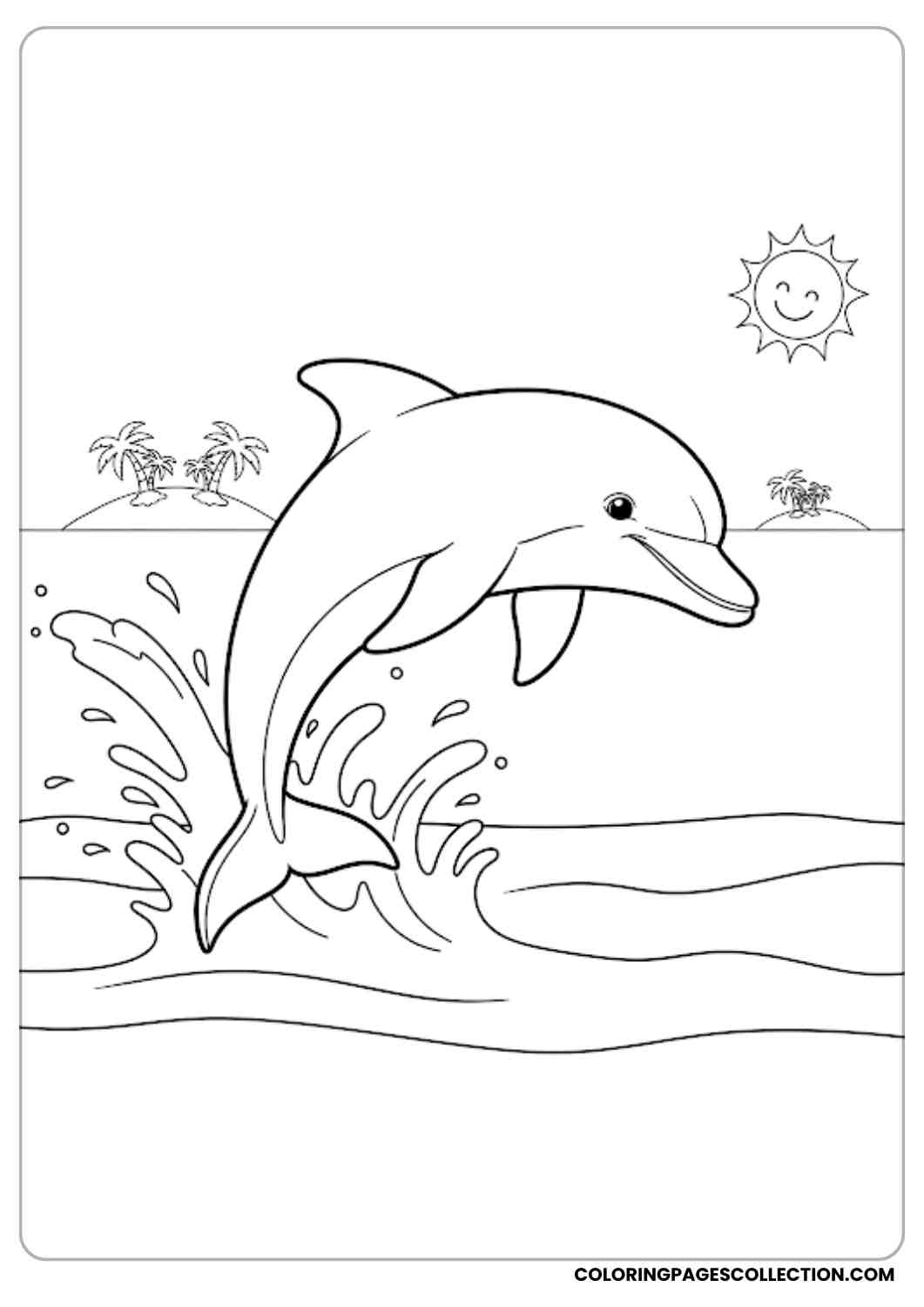 Dolphin in Tropical Ocean coloring page.