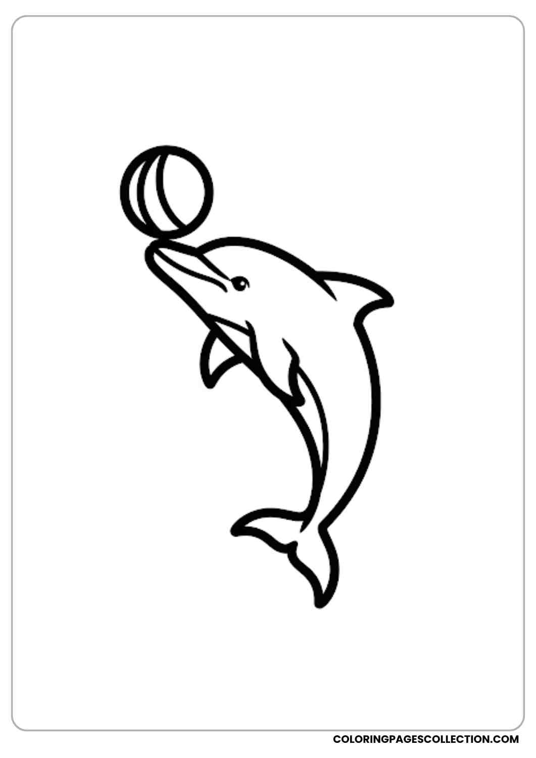 Playful Dolphin with Ball coloring page.