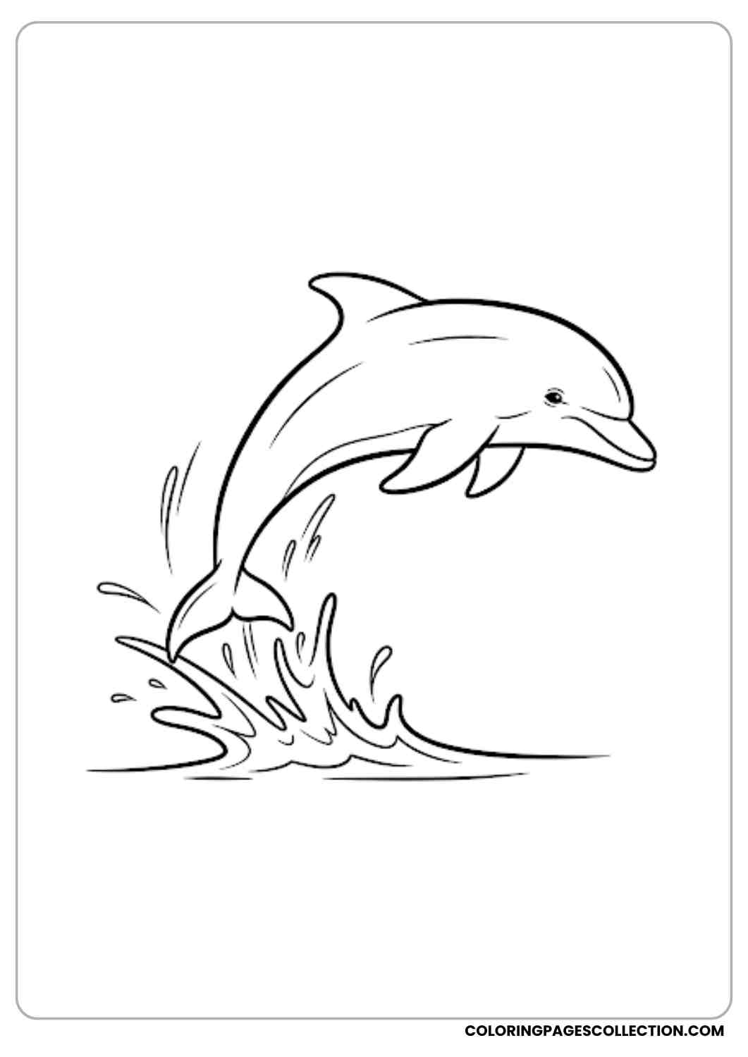 Leaping Dolphin with Splash coloring page.