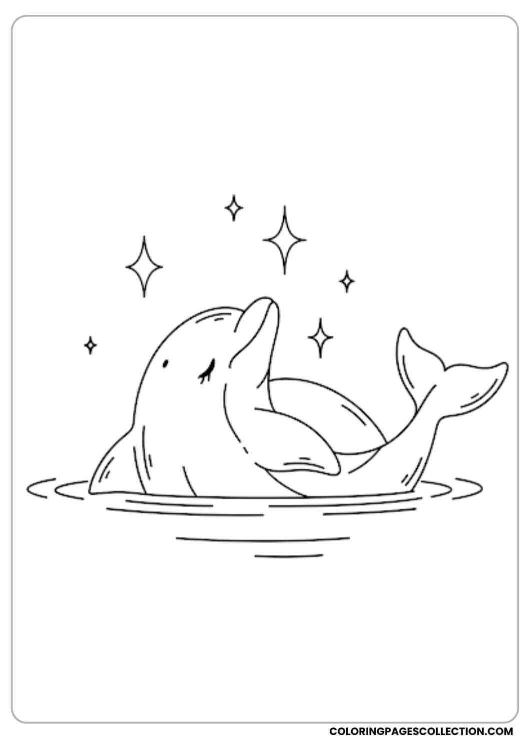 Dolphin Floating with Stars coloring page.