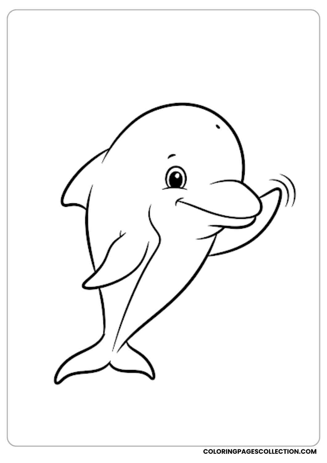 Waving Big-Head Dolphin coloring page.