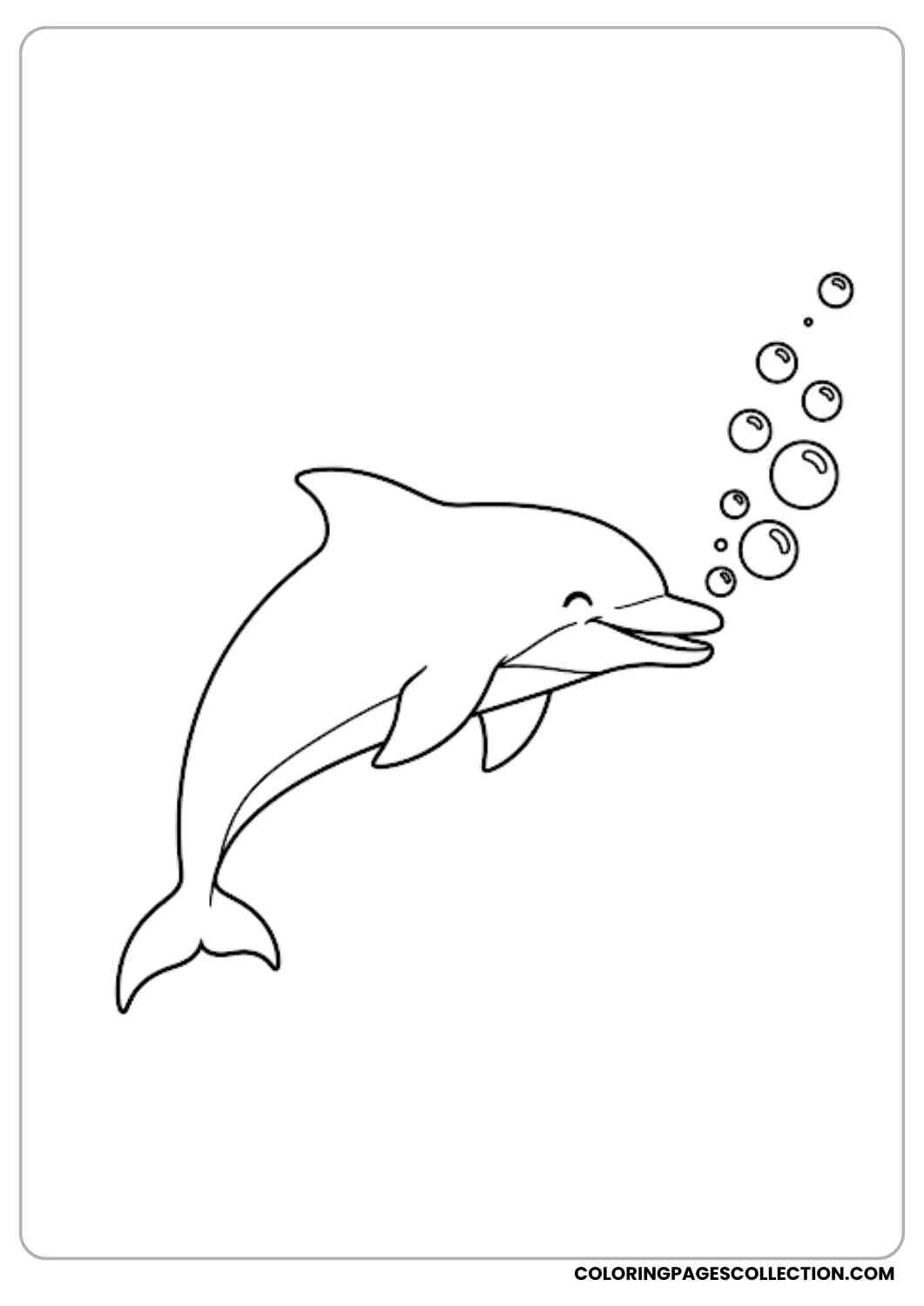 Dolphin Blowing Bubbles coloring page.