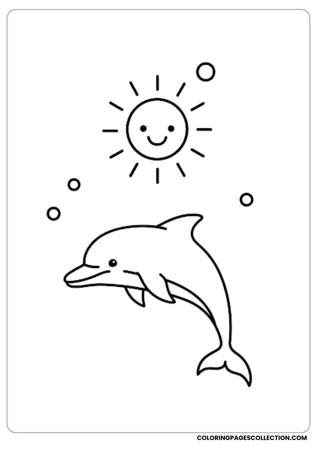Dolphin Under Smiling Sun coloring page.