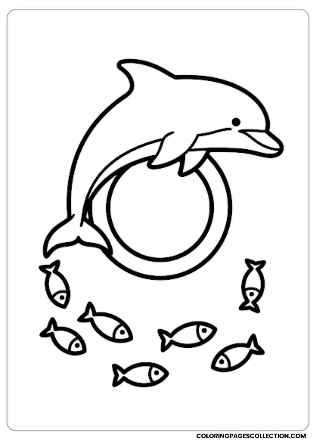 Dolphin Jumping Through Ring coloring page.