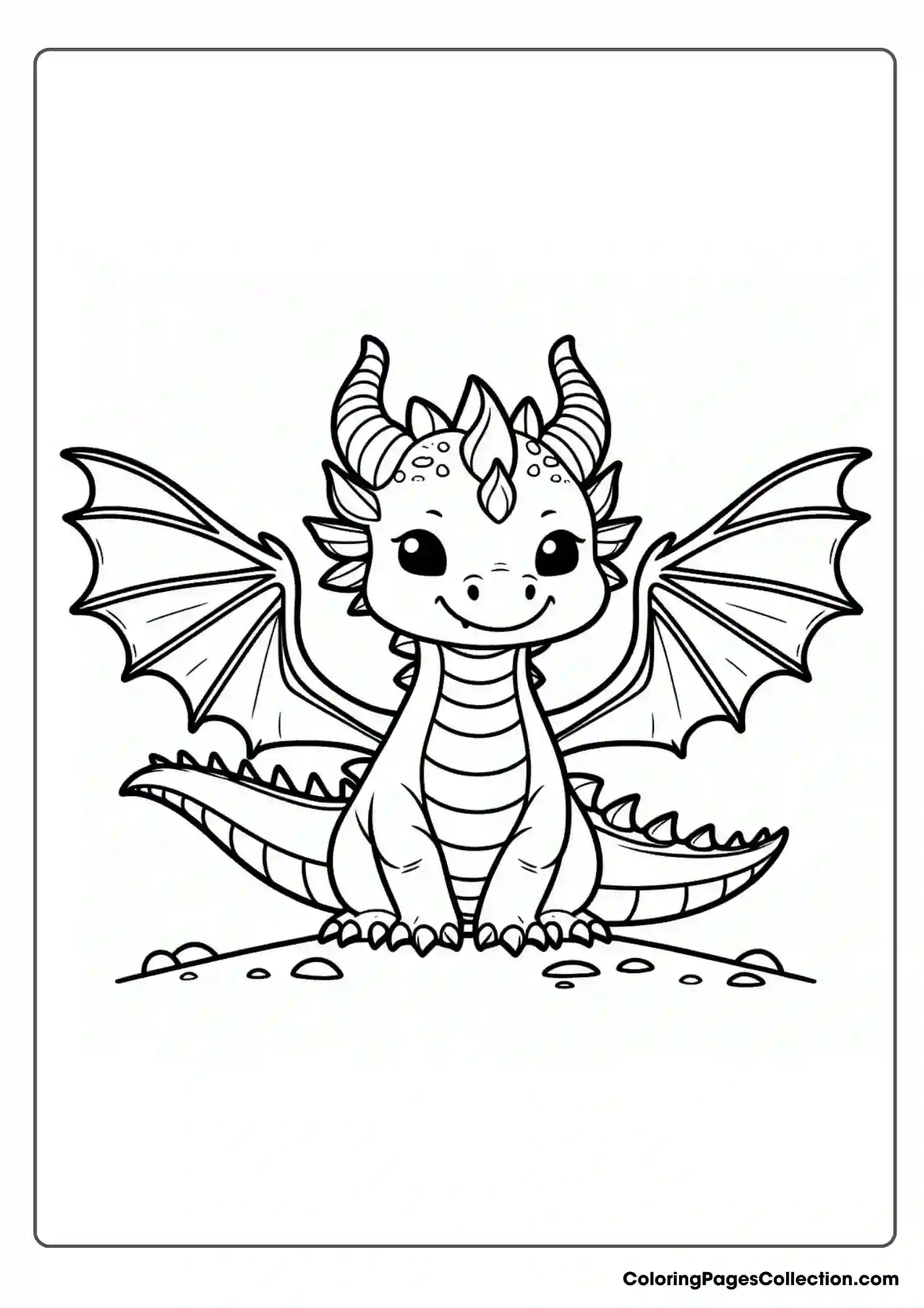 dragon coloring page, Cute Dragon Coloring Page