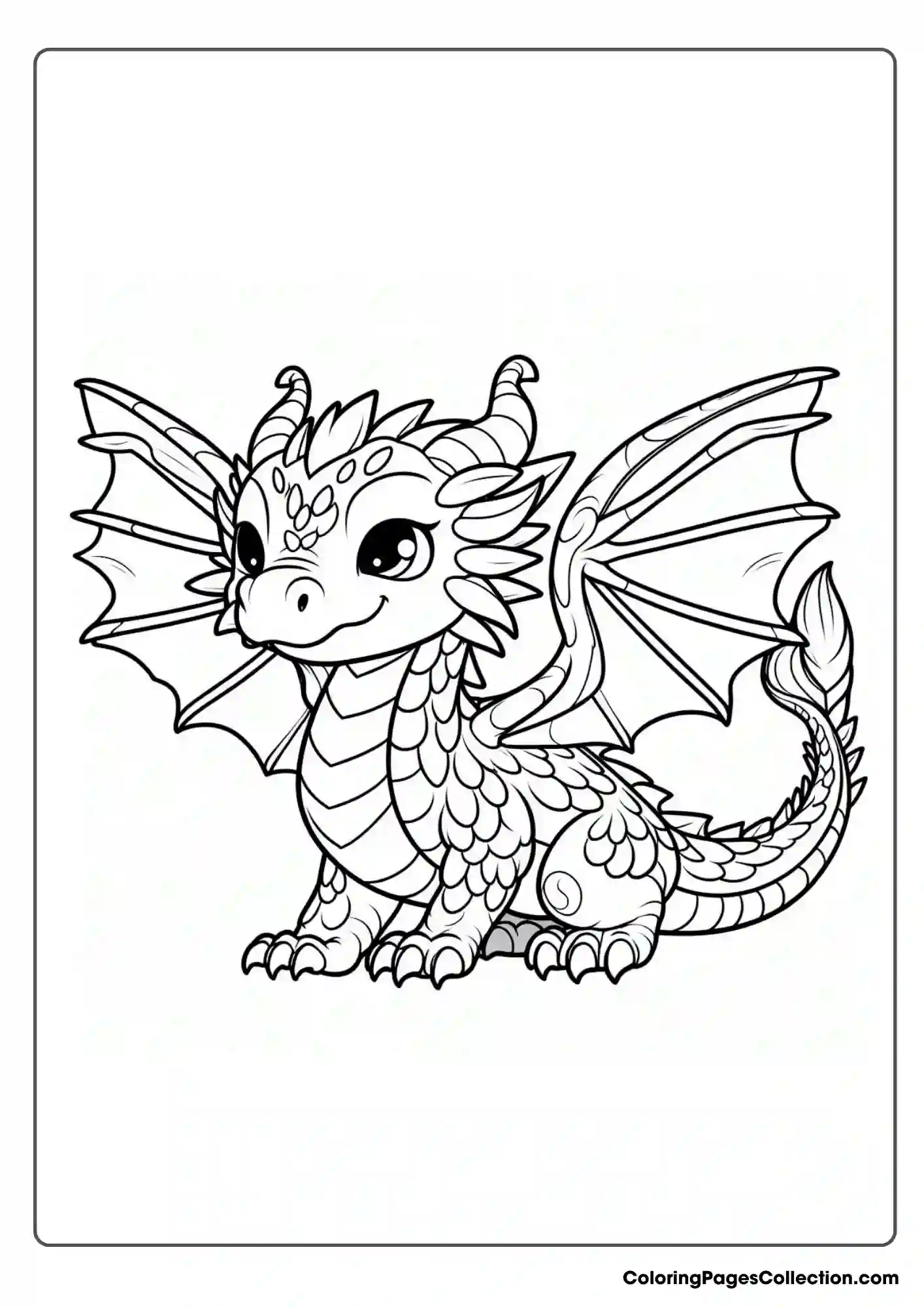 dragon coloring page, Cute Dragon Coloring Page