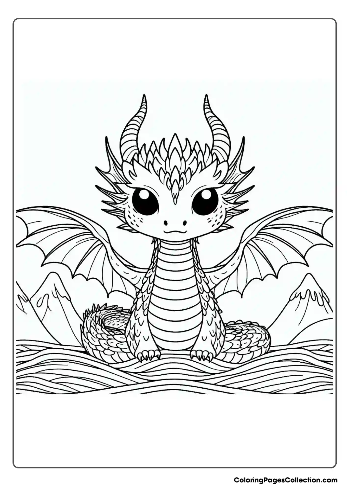 dragon coloring page, Cute Dragon Coloring Page
