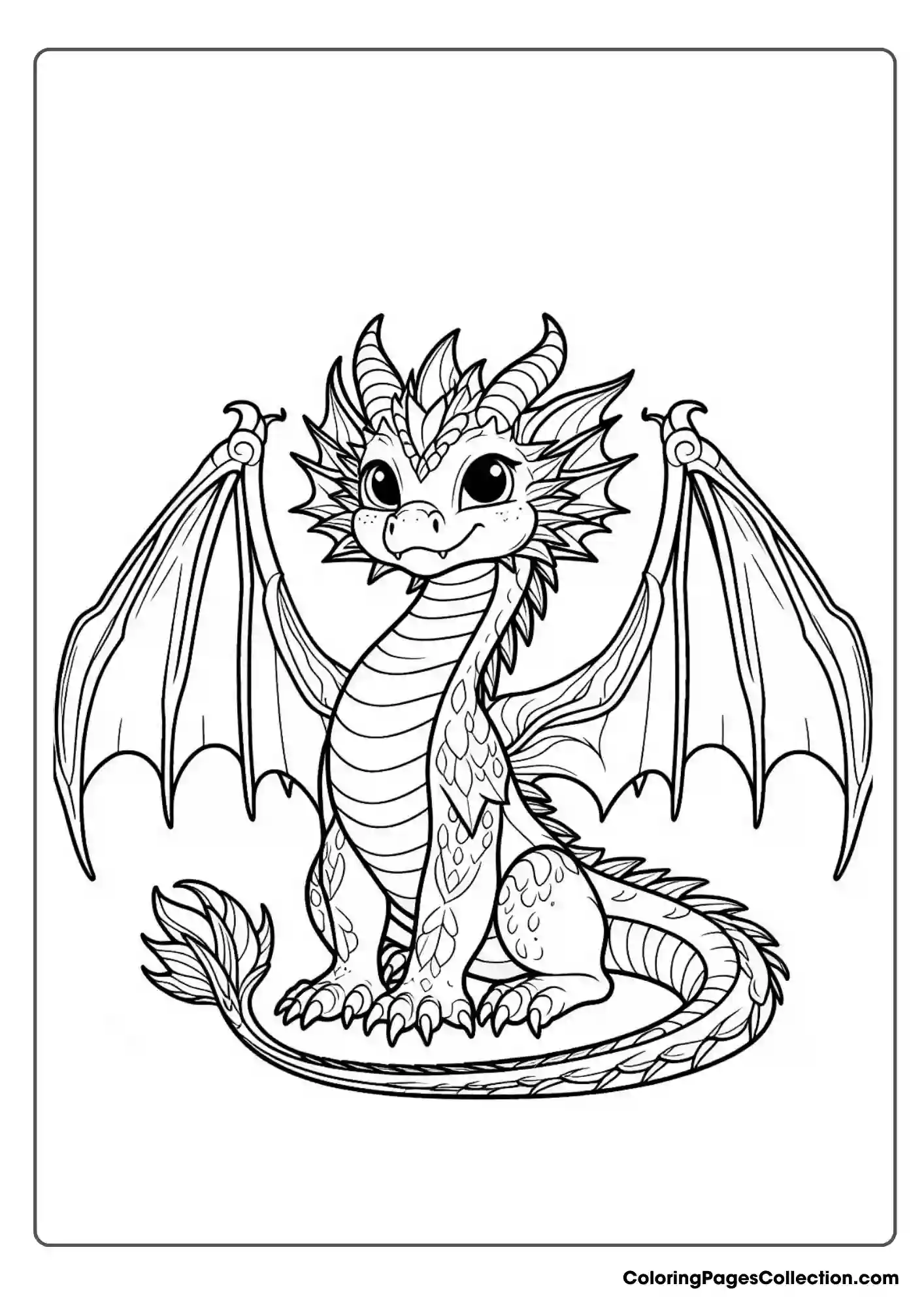 dragon coloring page, Cute Dragon Coloring Page