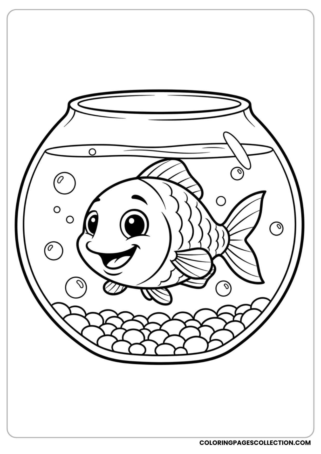A happy fish inside a bowl coloring page can sparkle with colors that make you smile.