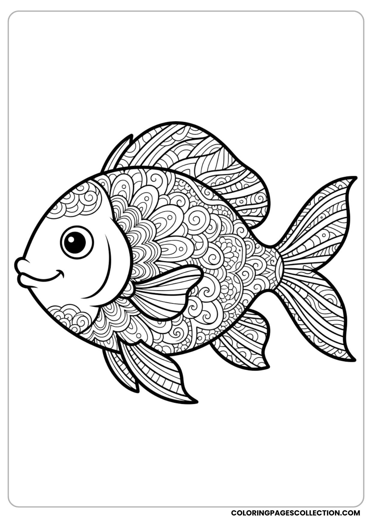 This inspiring decorative fish with pattern coloring page will glow when adding the perfect colors.