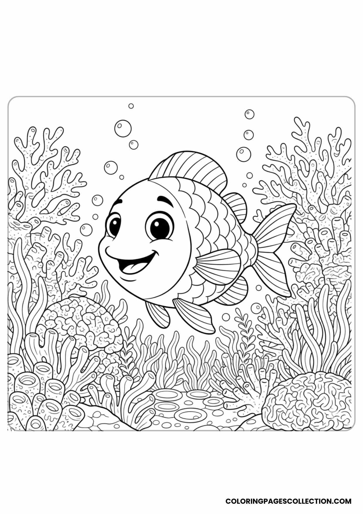 A relaxing fish swimming in coral reef coloring page is the best way to enjoy a quiet coloring time.