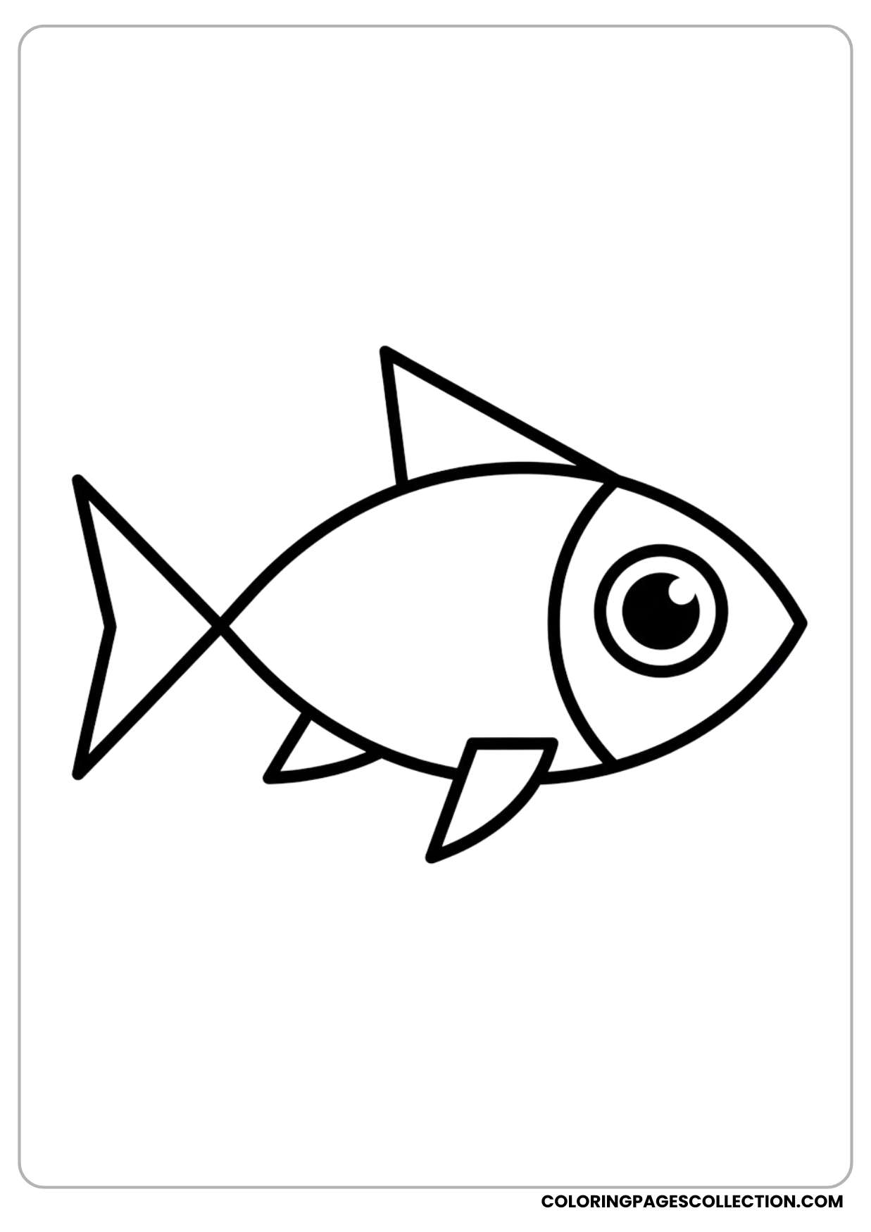 A relaxing and joyful basic geometric fish outline coloring page will come alive when adding your personal touch of colors.