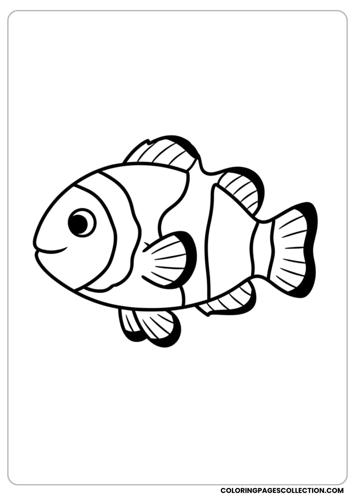 A fun simple clown fish outline coloring page is ready to stay busy with colors.