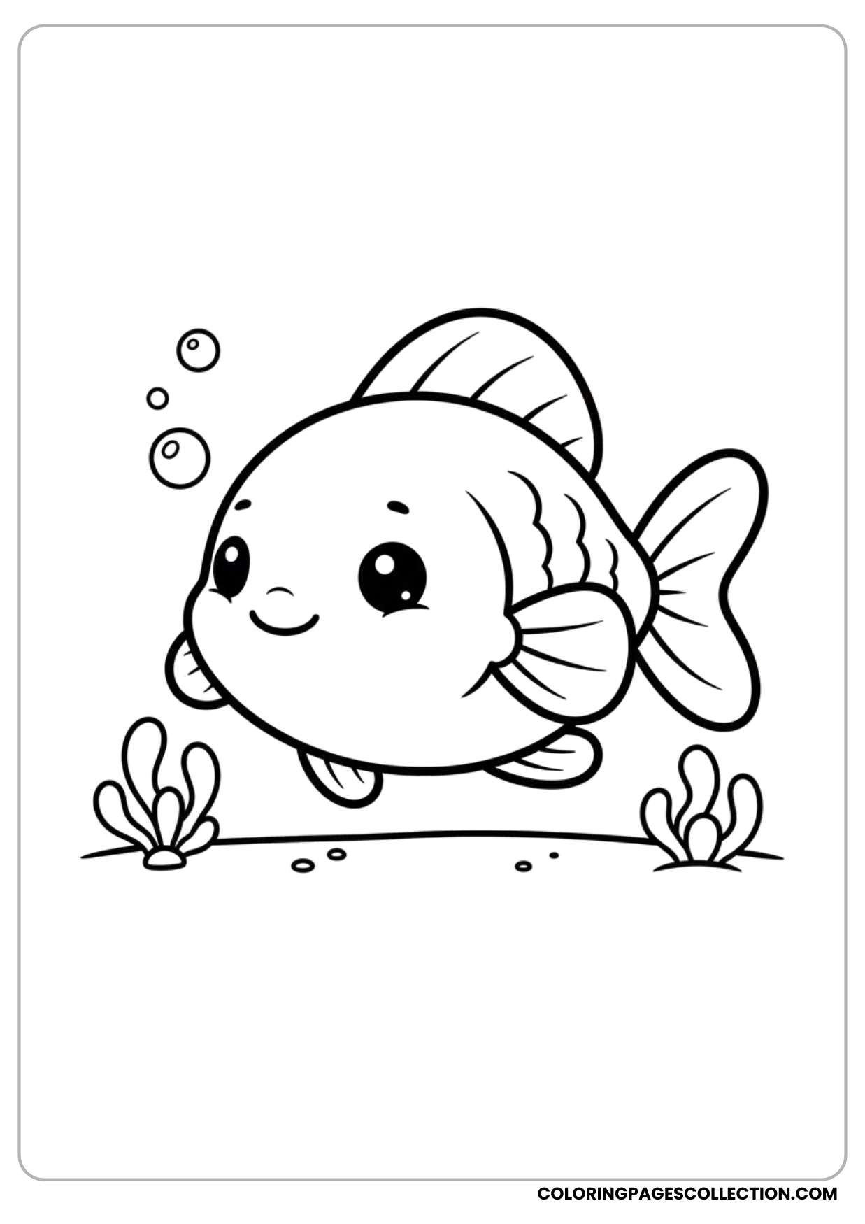 Soothing cute small fish with rounded fins coloring page will help you relax while coloring gently.