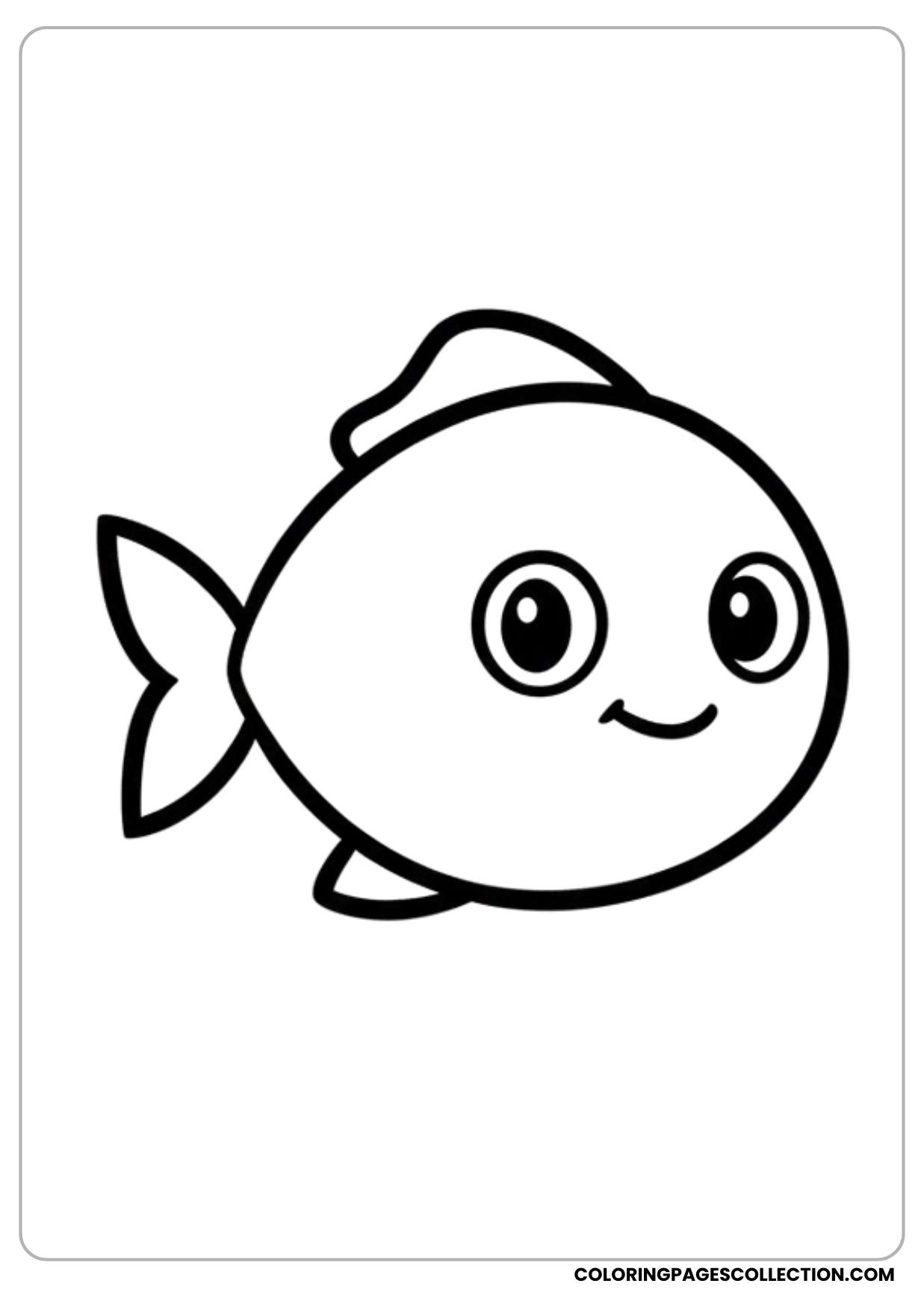 This unique minimalist cartoon fish outline coloring page will look special with the colors you choose.