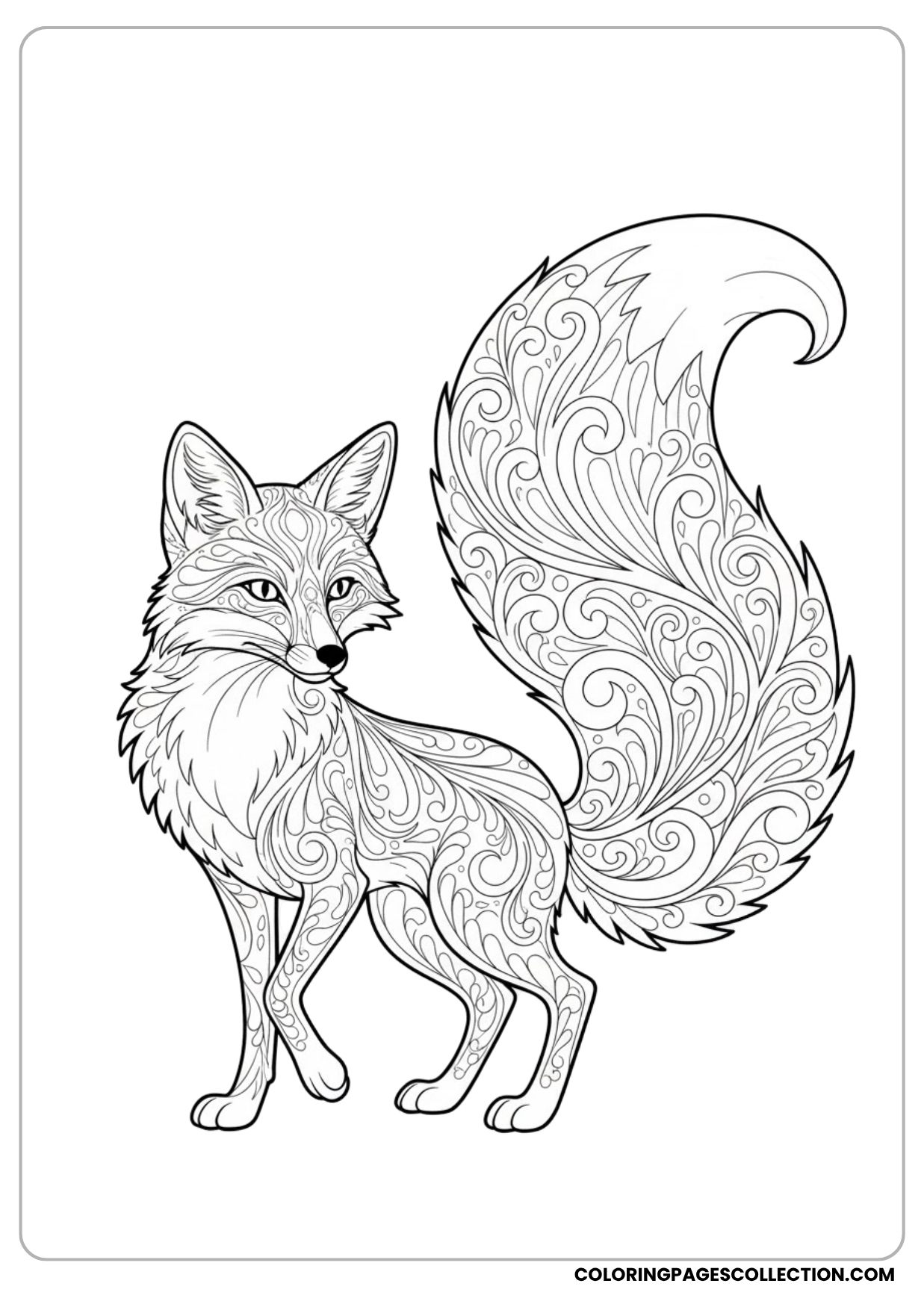 Fluffy Tail Fox Coloring Page