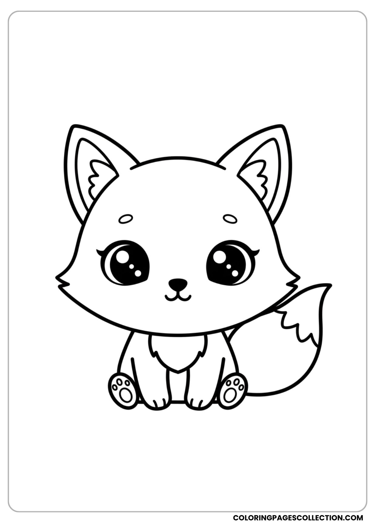 Kawaii Baby Fox Coloring Page