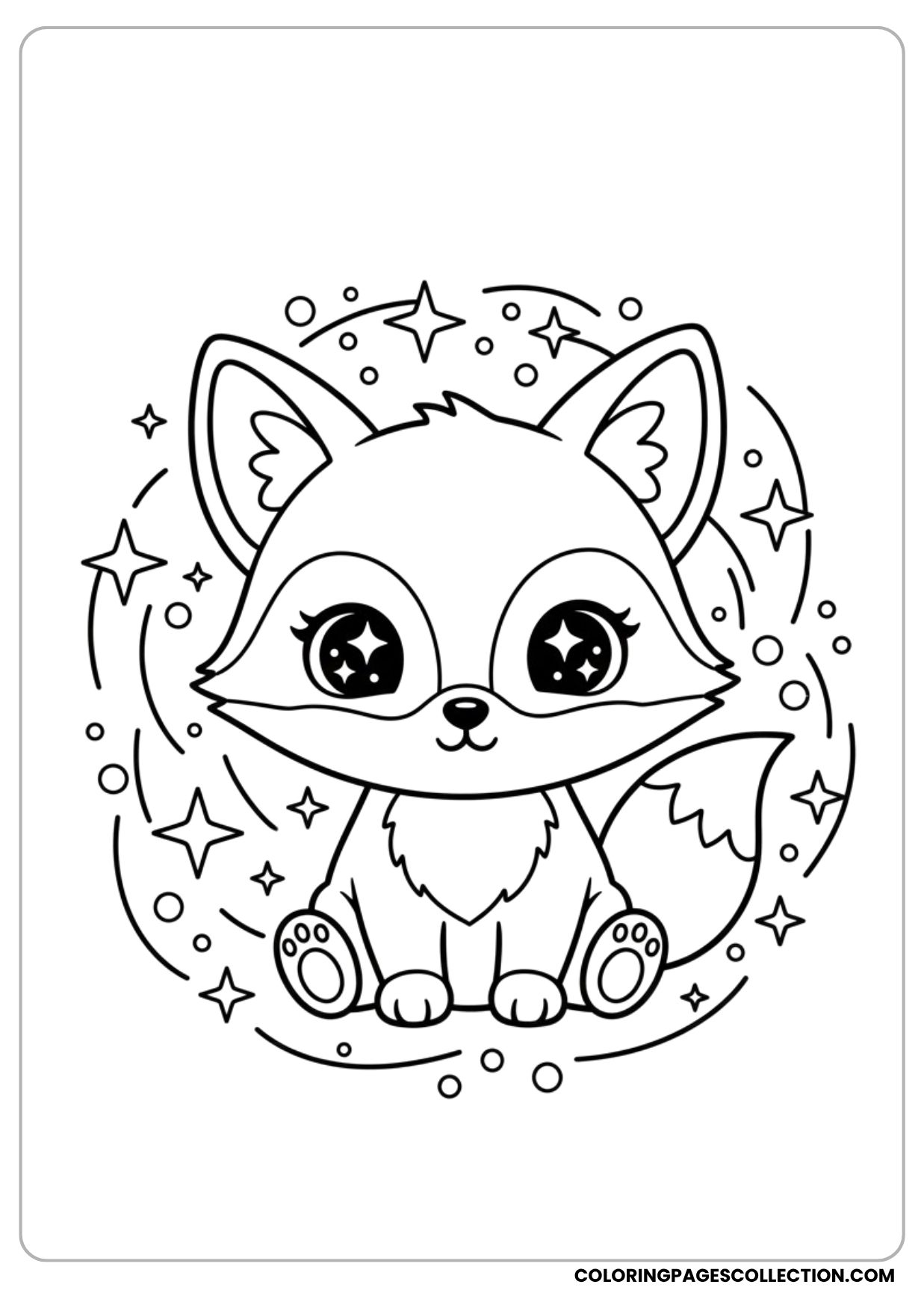 Magical Cute Fox Coloring Page