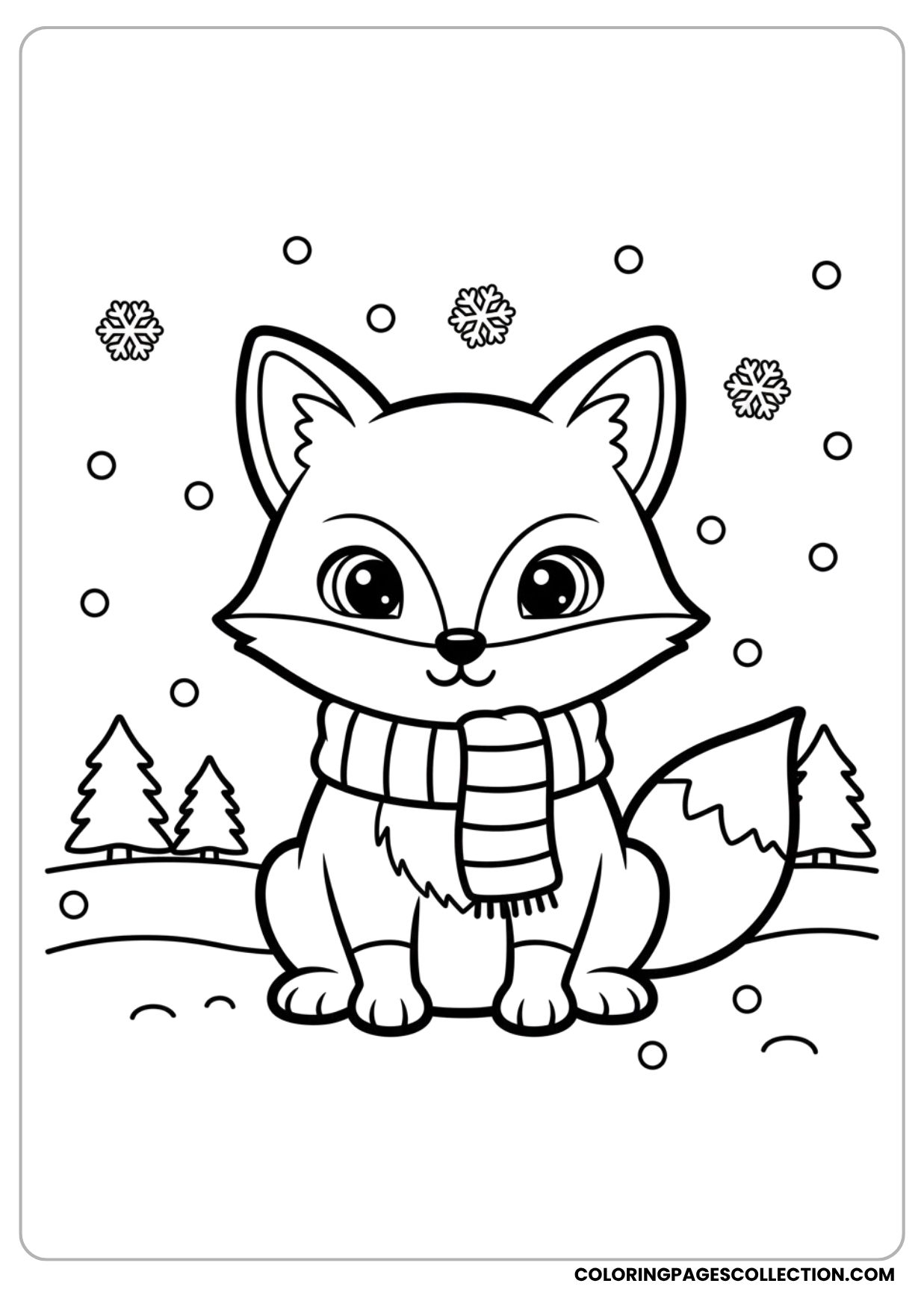 Fox with Scarf Coloring Page