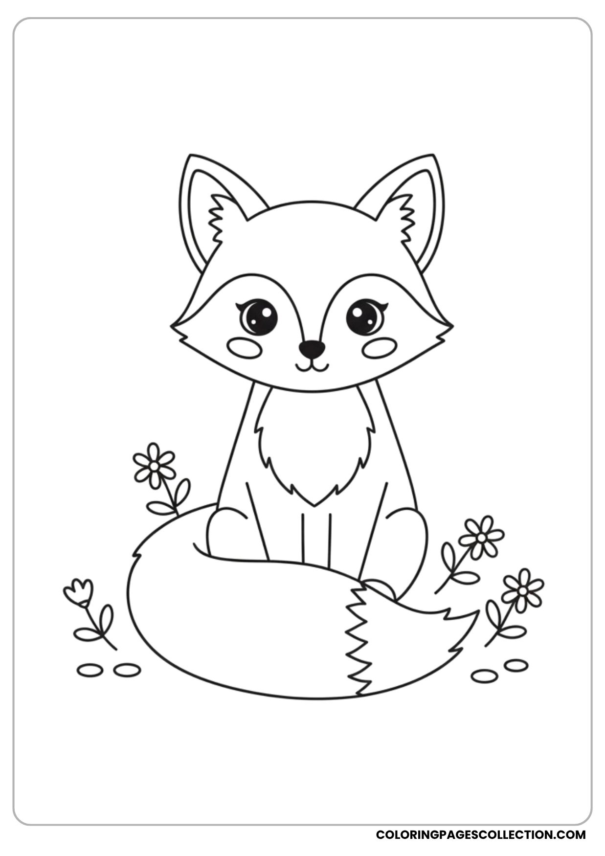 Sitting Fluffy Fox Coloring Page