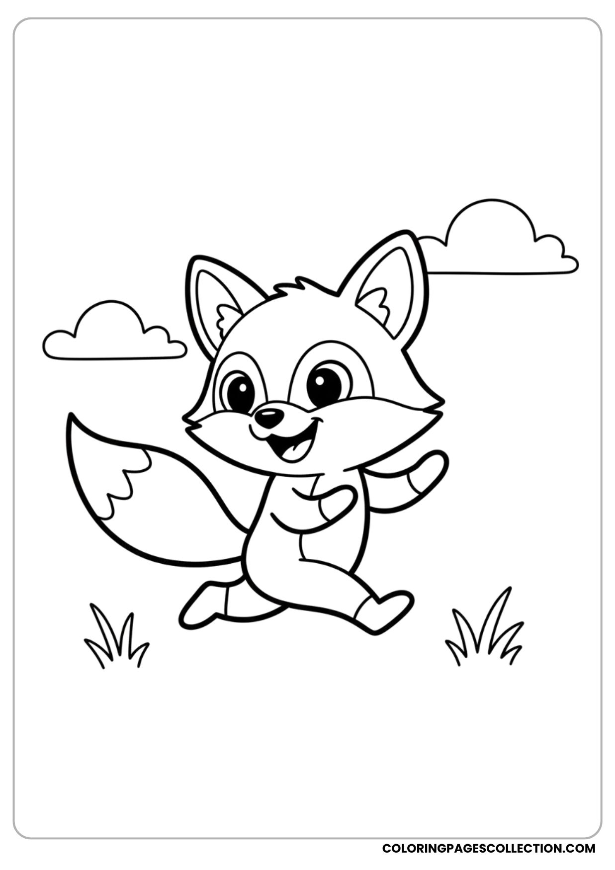 Running Cartoon Fox Coloring Page