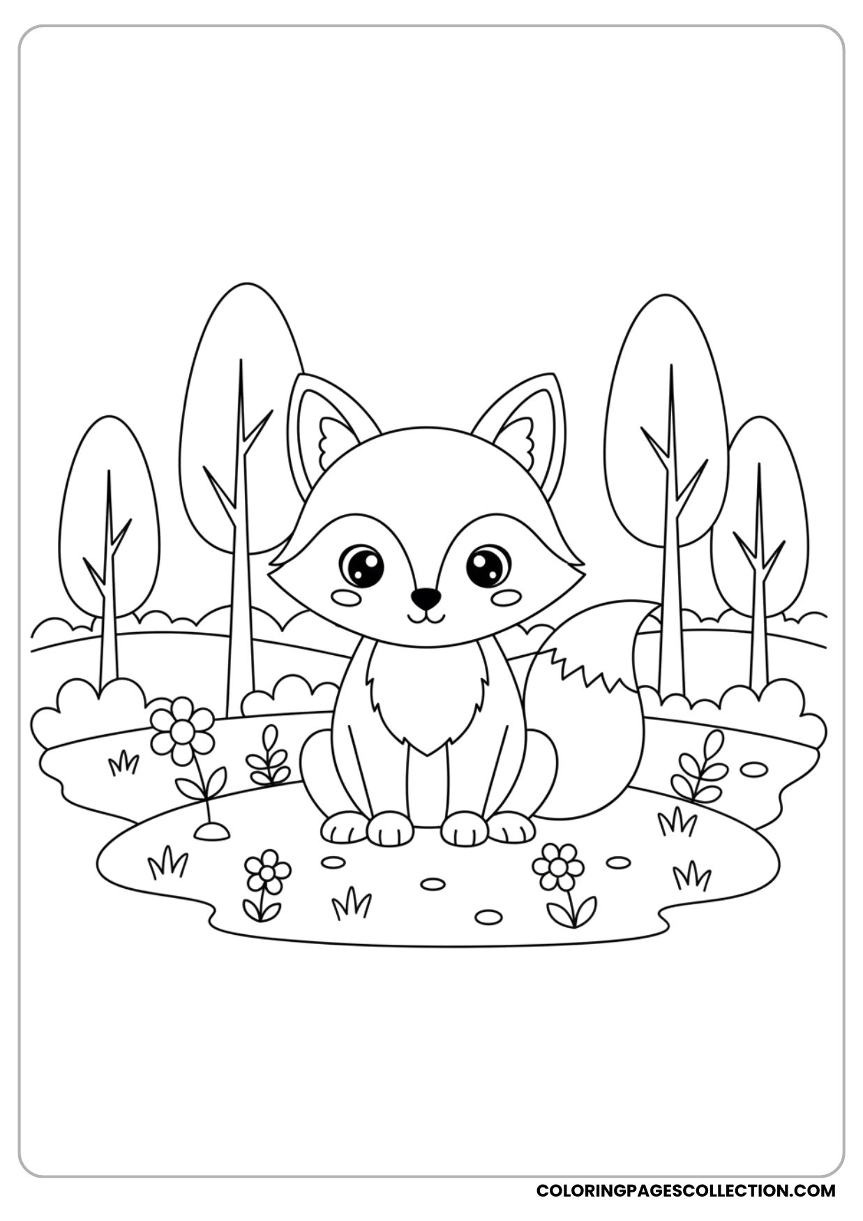 Forest Fox Scene Coloring Page