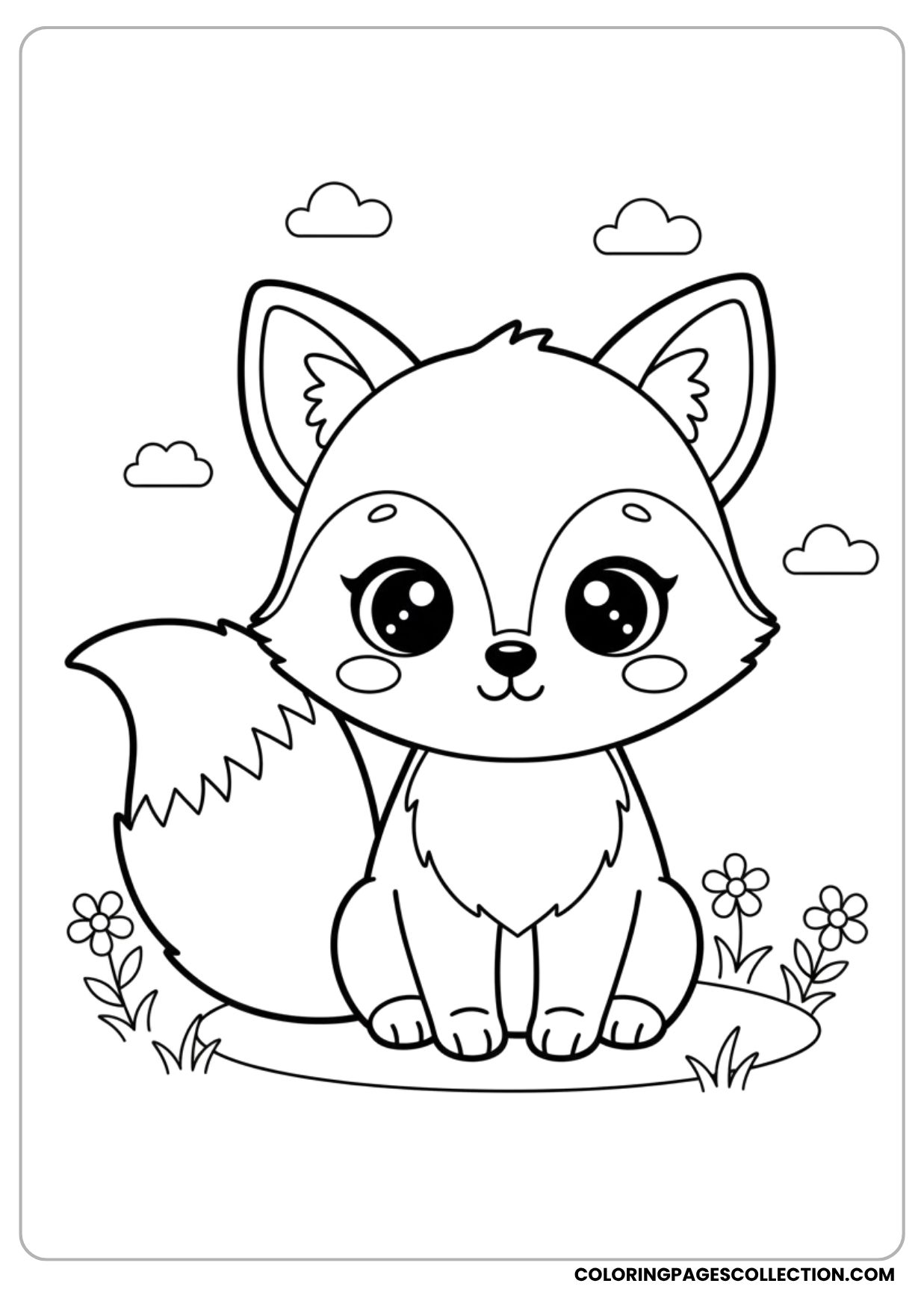 Kawaii Baby Fox Coloring Page