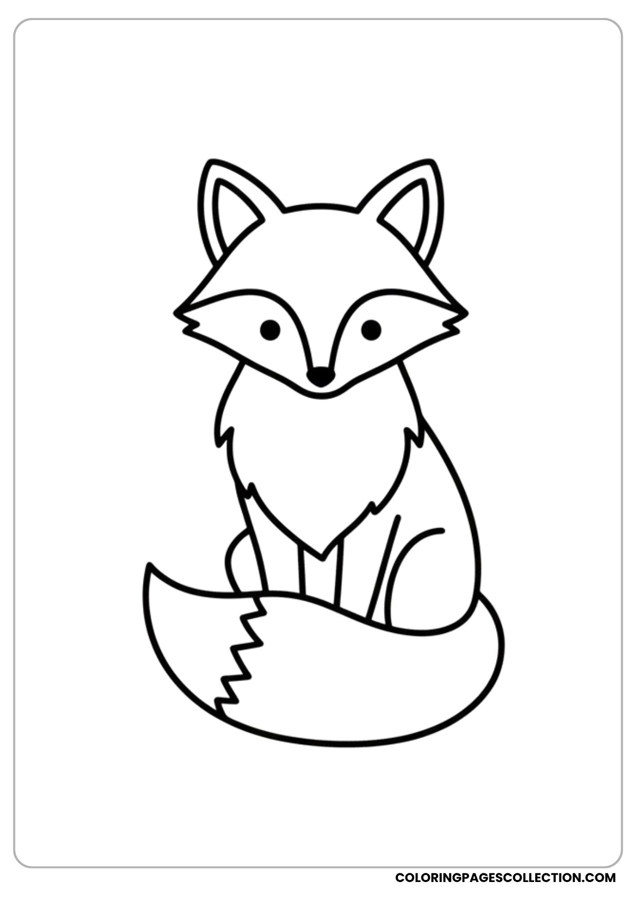Simple Sitting Fox Outline Coloring Page