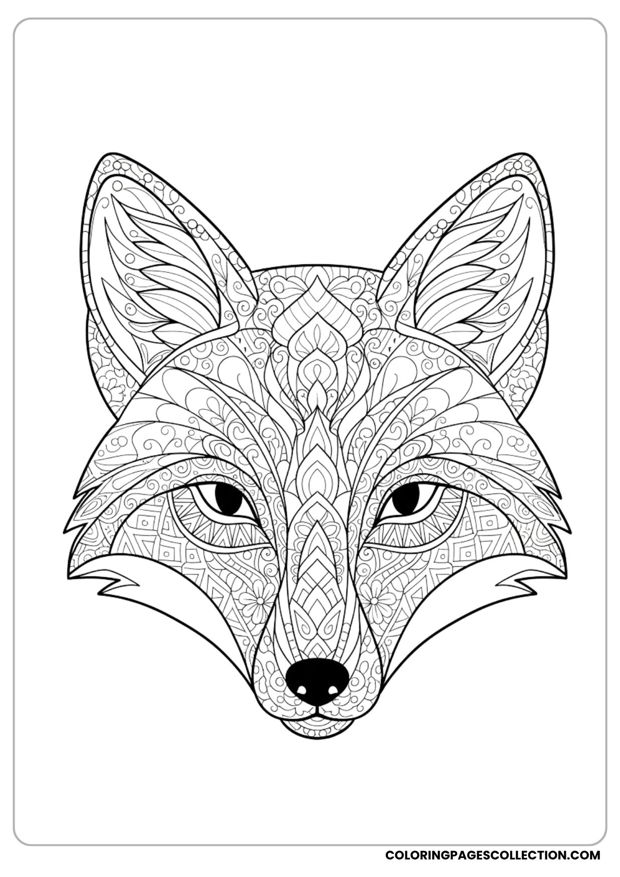 Mandala Fox Head Coloring Page