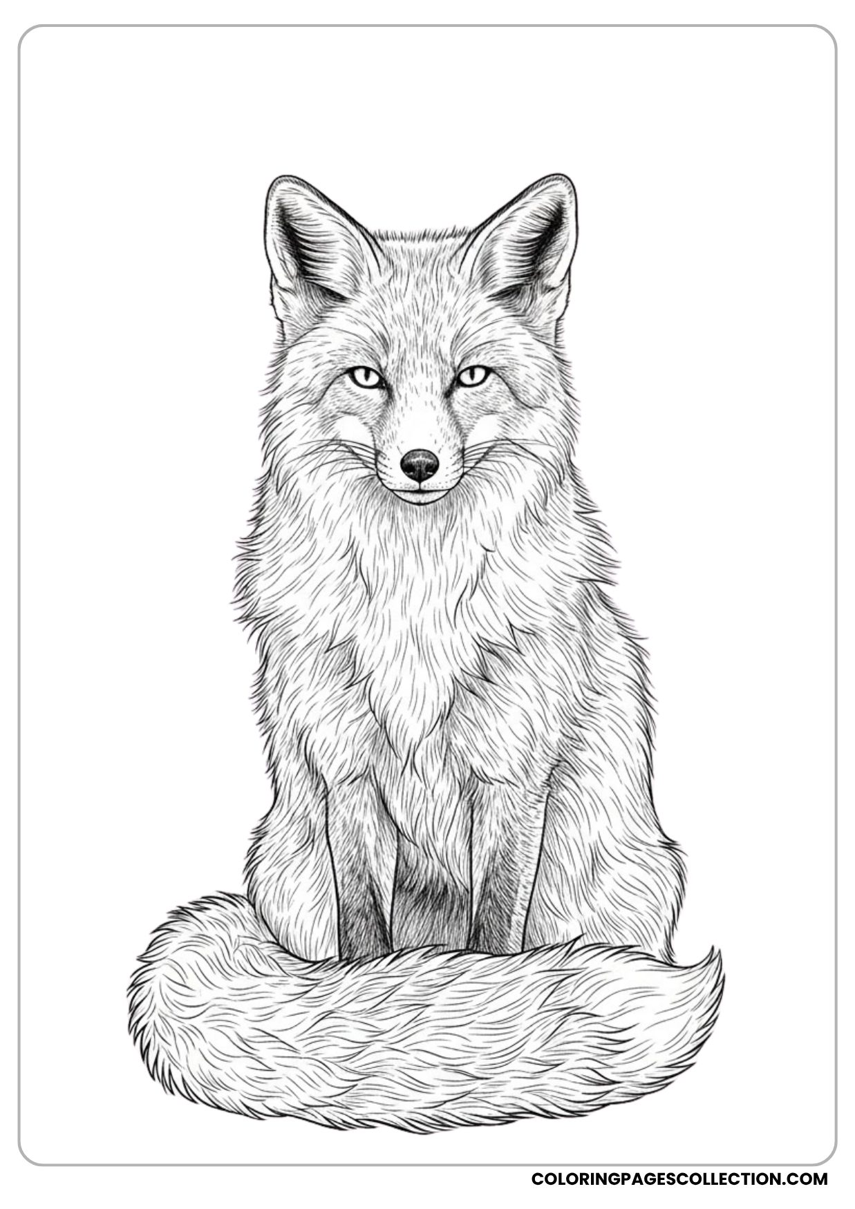 Realistic Fox Sitting Coloring Page