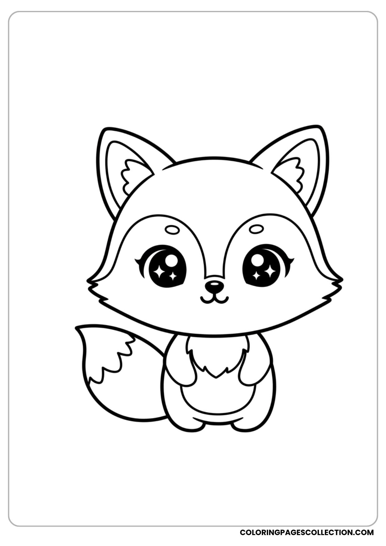 Kawaii Fox Face Coloring Page