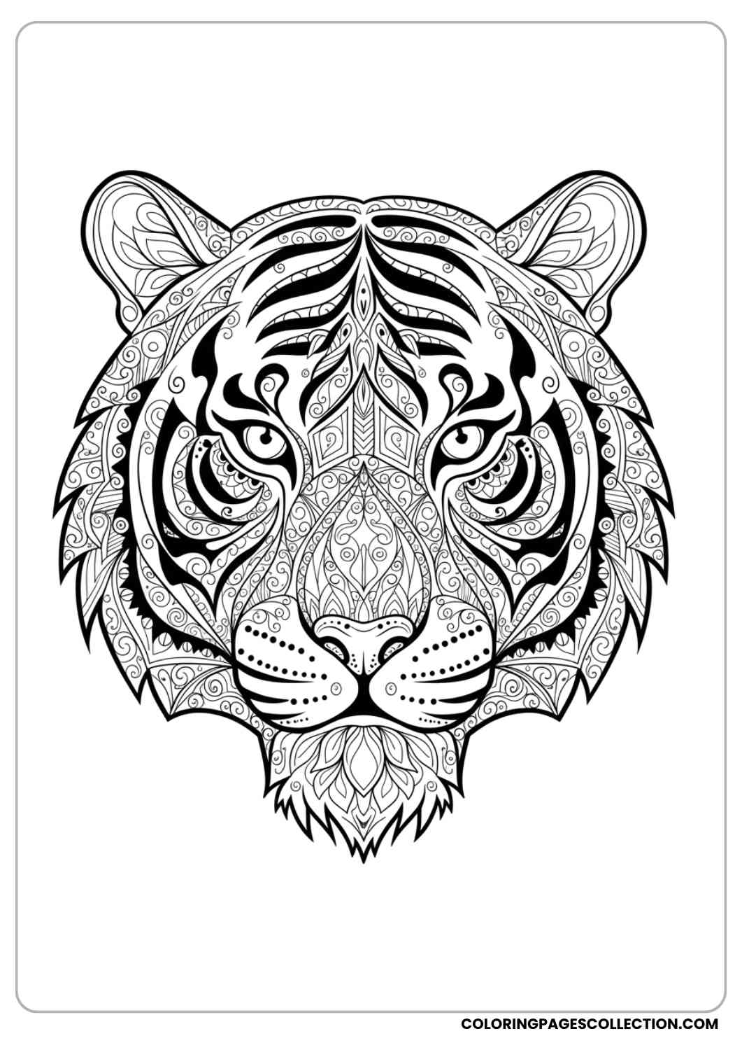 Intricate Mandala Tiger Face Coloring Page