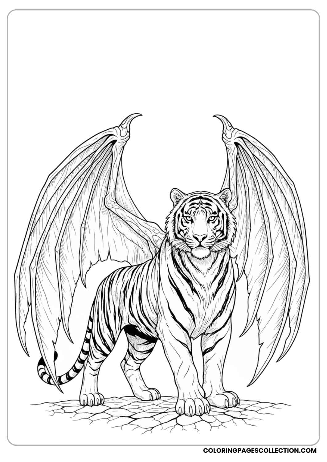 Fantasy Winged Tiger Coloring Page