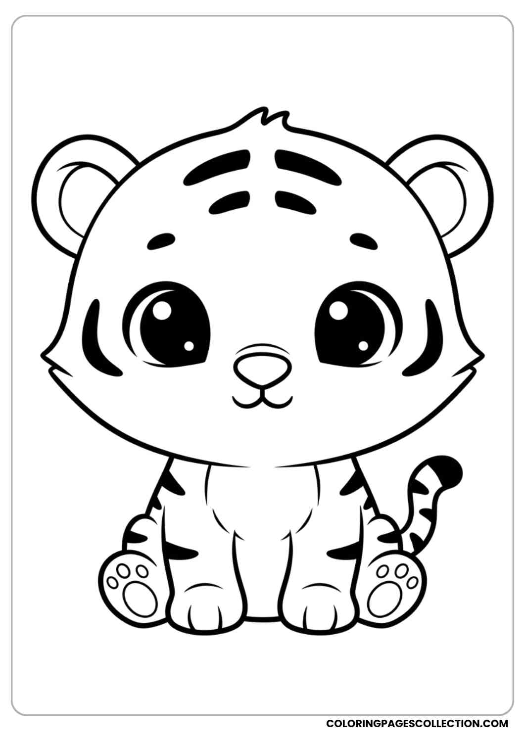 Cute Baby Tiger Sitting Coloring Page