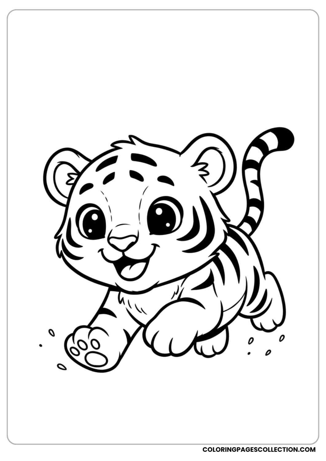 Playful Tiger Cub Running Coloring Sheet