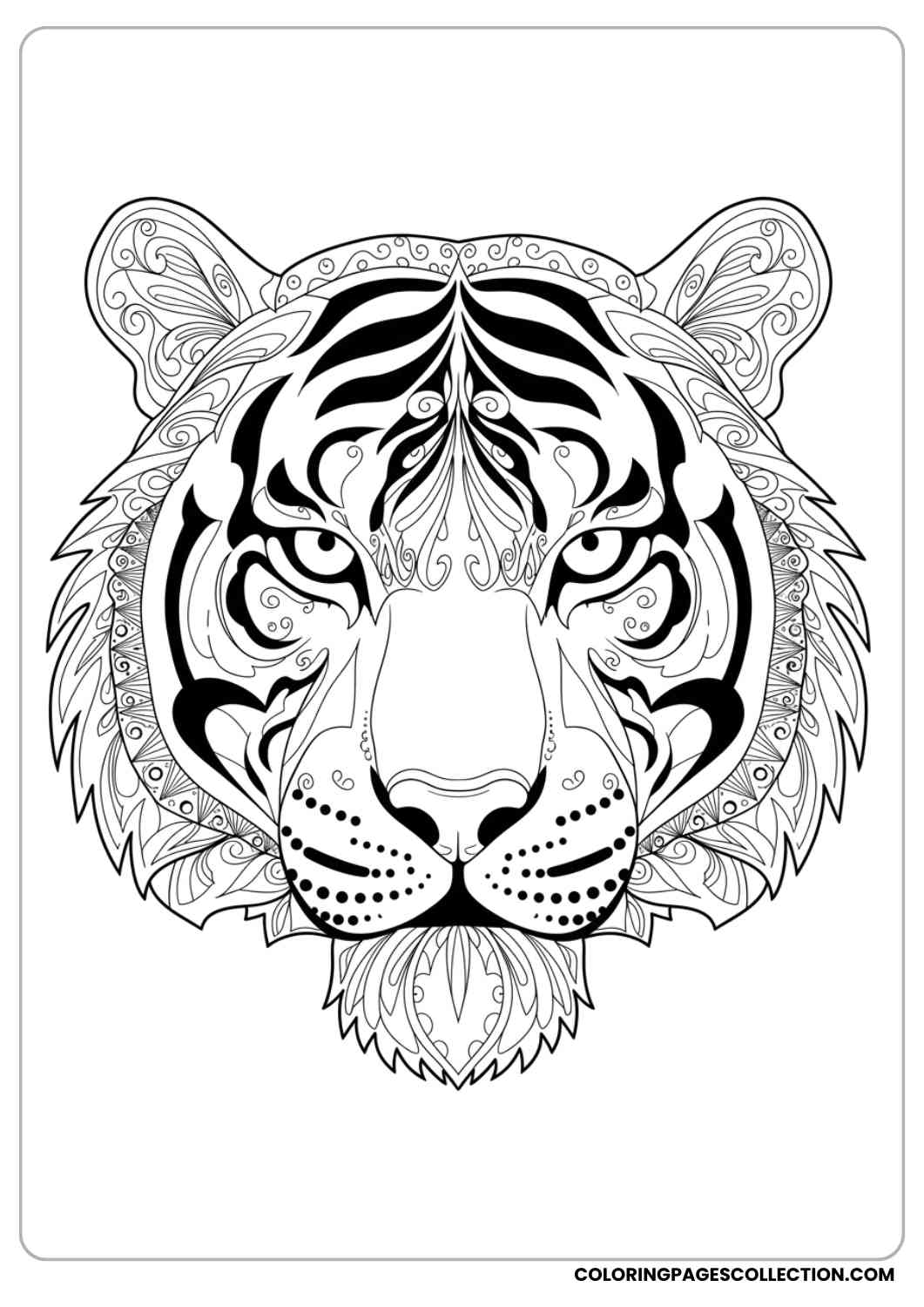 Mandala Tiger Face Coloring Page