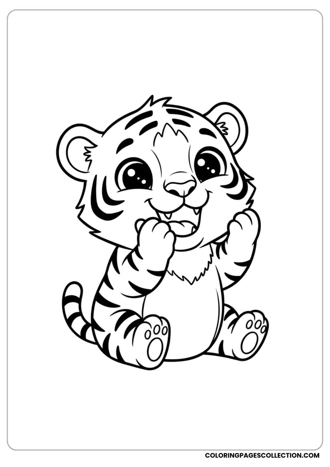 Laughing Cartoon Tiger Cub Coloring Sheet