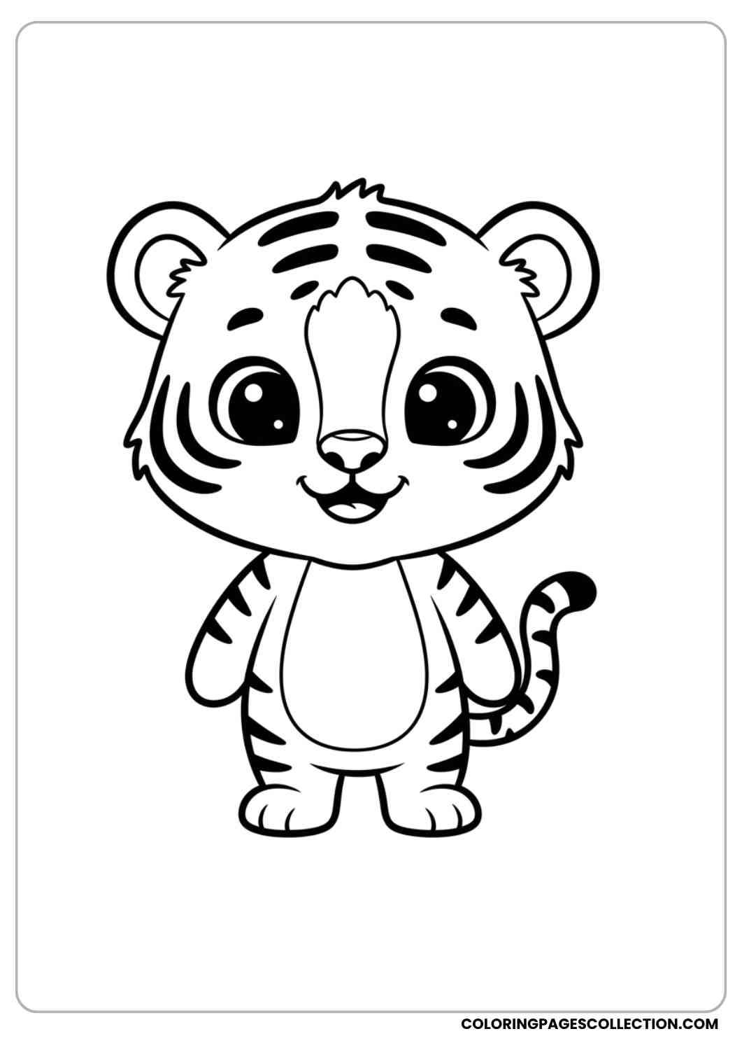 Cute Baby Tiger Standing Coloring Sheet