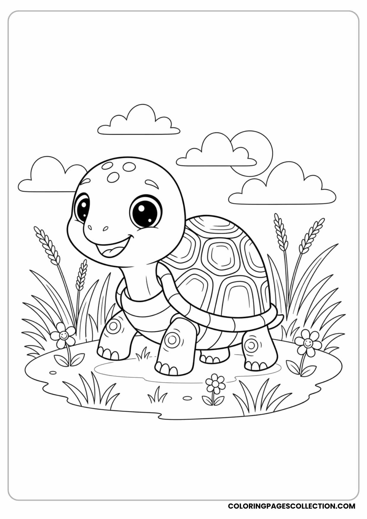 Cute Turtle Walking on Grass