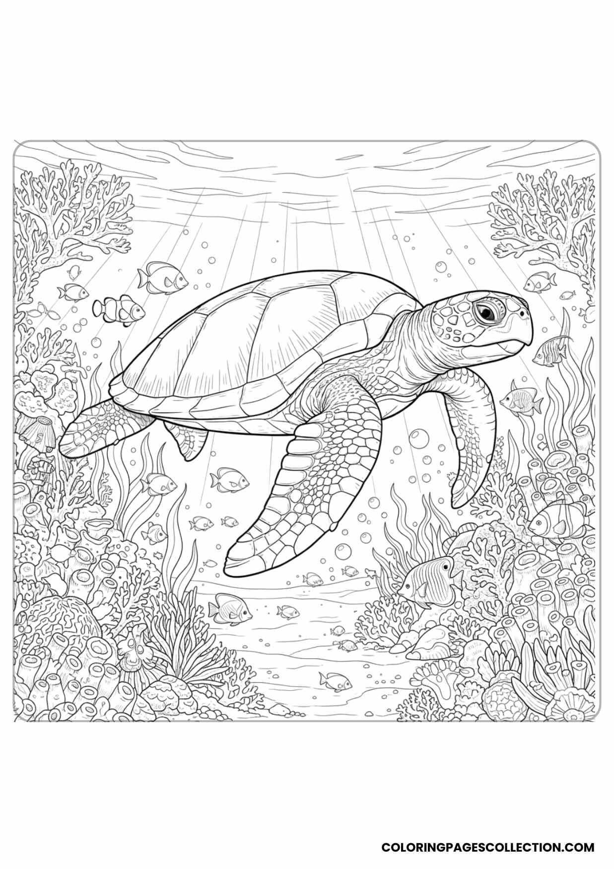Realistic Sea Turtle Coloring Page