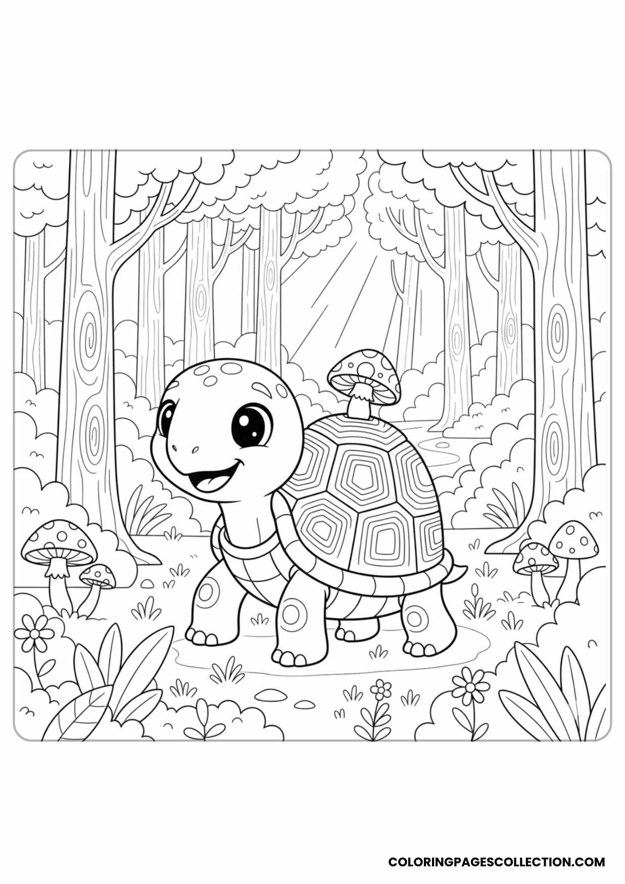 Turtle Walking in Forest